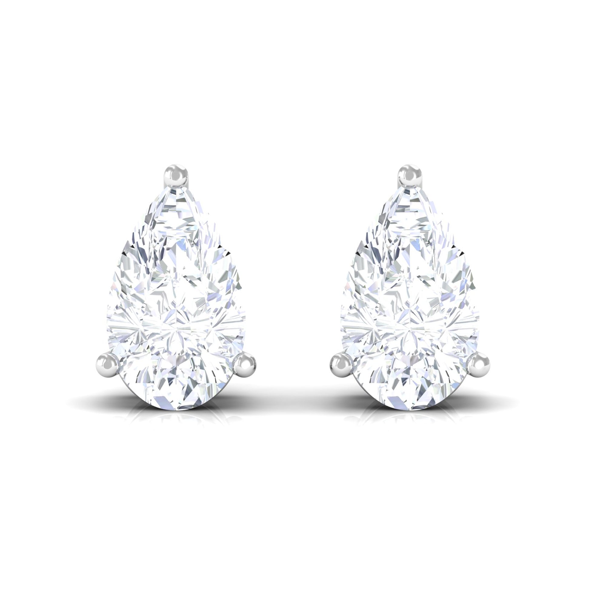 Pear Cut Diamond Solitaire Stud Earrings Diamond - ( HI-SI ) - Color and Clarity - Rosec Jewels