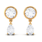 Certified Moissanite Drop Earrings Moissanite - ( D-VS1 ) - Color and Clarity - Rosec Jewels