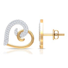 Rosec Jewels-Two Tone Heart Stud Earrings with 1/2 CT Diamonds