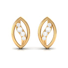 Round Cut Natural Diamond Petal Stud Earrings Diamond - ( HI-SI ) - Color and Clarity - Rosec Jewels