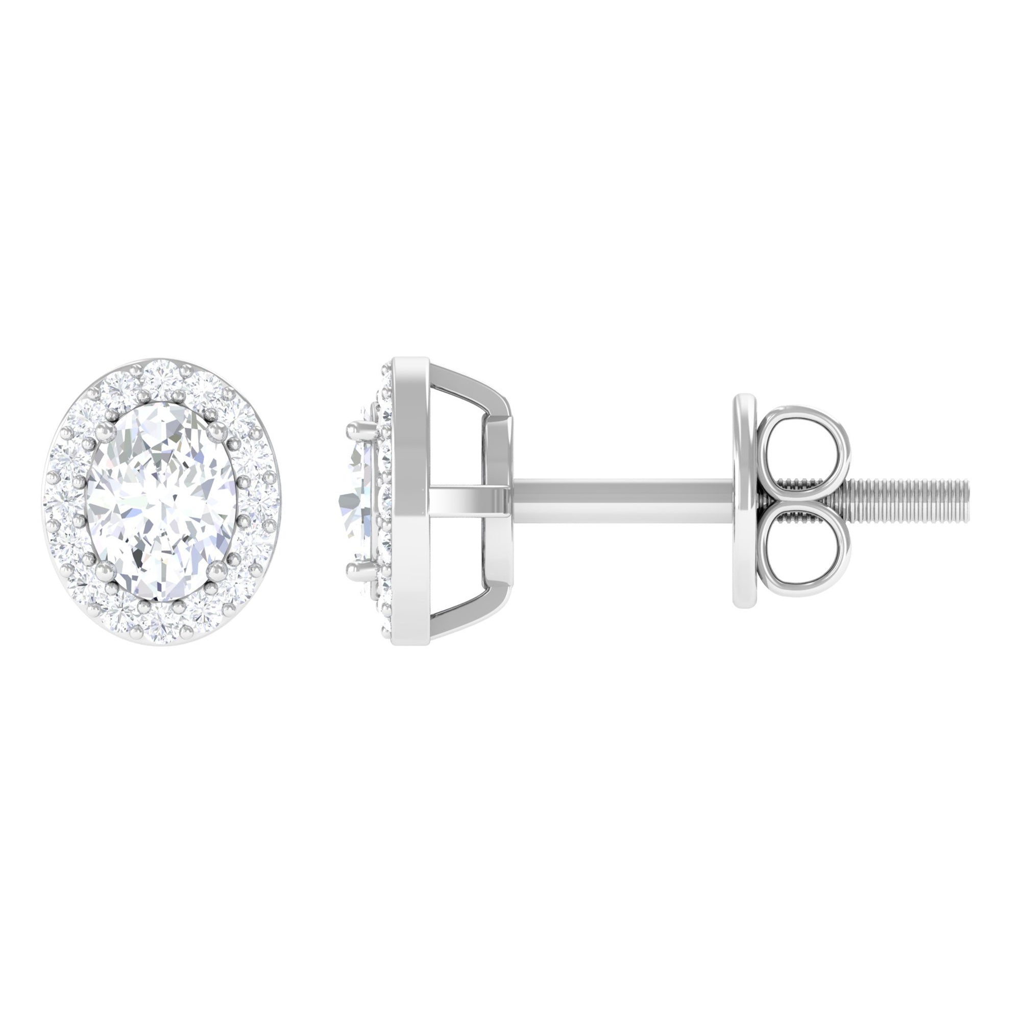 Certified Zircon Screw Back Stud Earrings Zircon - ( AAAA ) - Quality - Rosec Jewels