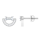 Cubic Zirconia Minimal Stud Earrings with Screw Back Zircon - ( AAAA ) - Quality - Rosec Jewels