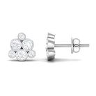 Certified Zircon Cluster Stud Earrings in Bezel Setting Zircon - ( AAAA ) - Quality - Rosec Jewels