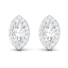 Classic Zircon Halo Screw Back Stud Earrings Zircon - ( AAAA ) - Quality - Rosec Jewels