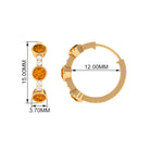 Bezel Set Citrine 3 Stone Hinged Hoop Earrings with Diamond Citrine - ( AAA ) - Quality - Rosec Jewels