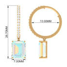 Emerald Cut Ethiopian Opal Minimal Hinged Hoop Drop Earrings with Moissanite Ethiopian Opal - ( AAA ) - Quality - Rosec Jewels