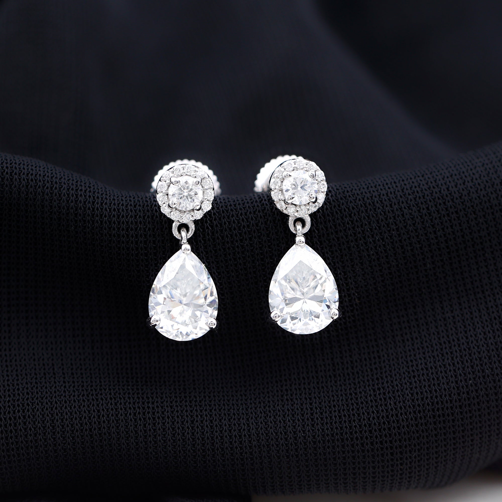 3 CT Classic Zircon Bridal Drop Earrings in Silver Zircon - ( AAAA ) - Quality 92.5 Sterling Silver - Rosec Jewels