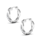 Real Diamond Braided Hinged Hoop Earrings Diamond - ( HI-SI ) - Color and Clarity - Rosec Jewels