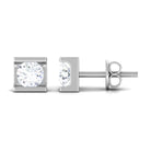 Bar Set Round Diamond Solitaire Stud Earrings Diamond - ( HI-SI ) - Color and Clarity - Rosec Jewels