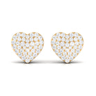 Pave Set Round Diamond Heart Stud Earrings Diamond - ( HI-SI ) - Color and Clarity - Rosec Jewels