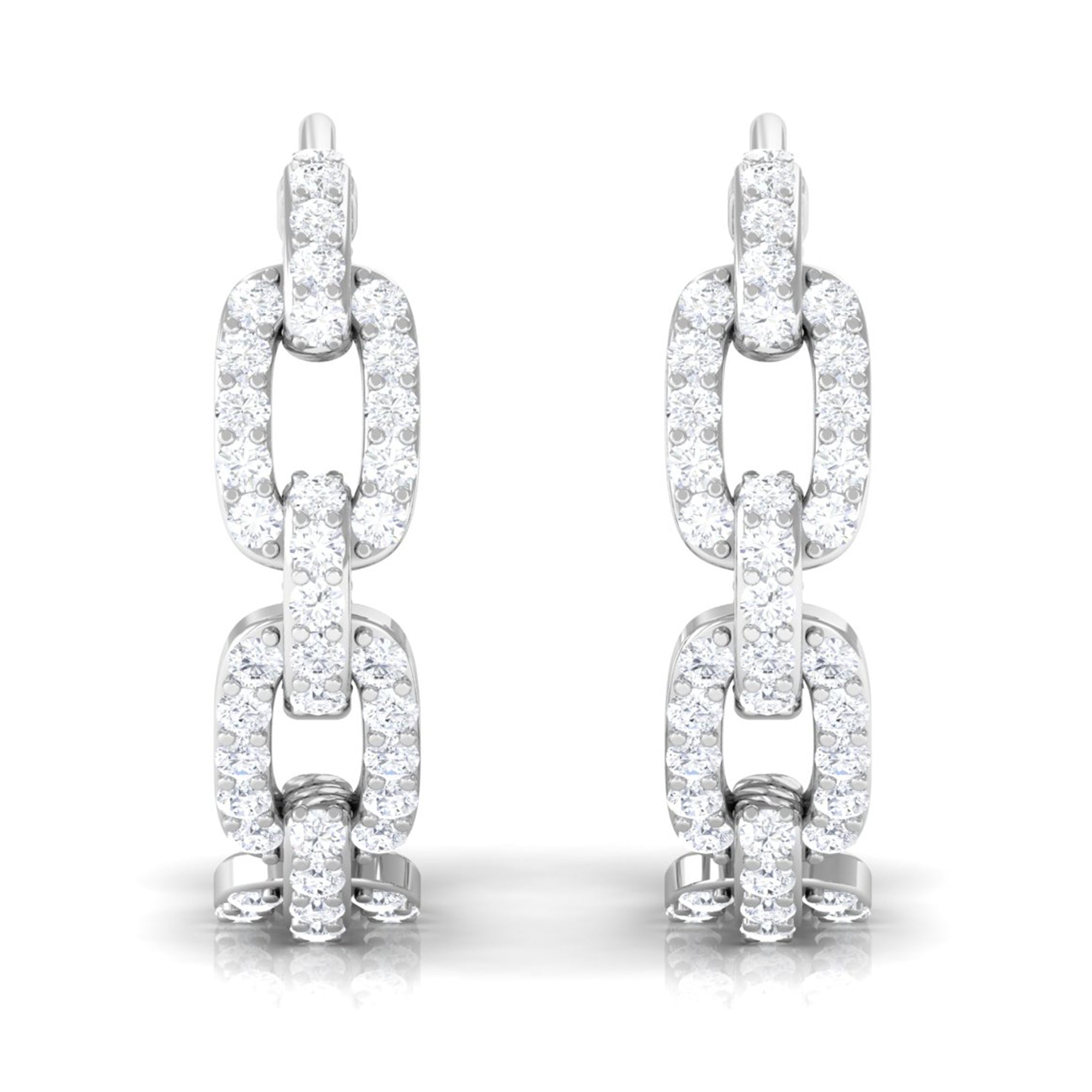 Classic Diamond Hinged Hoop Earrings Diamond - ( HI-SI ) - Color and Clarity - Rosec Jewels