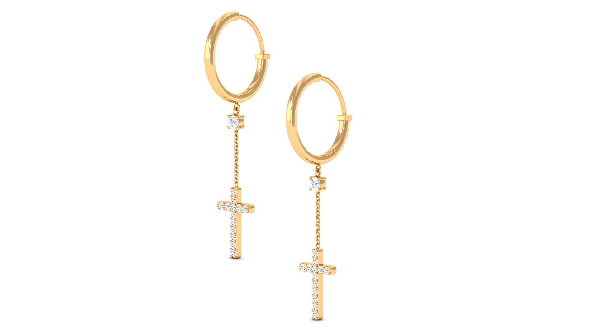 Rosec Jewels-1/4 CT Diamond Cross Drop Hoop Earrings