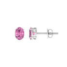 2 CT Oval Cut Pink Tourmaline Solitaire Stud Earrings Pink Tourmaline - ( AAA ) - Quality - Rosec Jewels