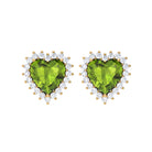 3.50 CT Heart Shaped Peridot and Moissanite Statement Stud Earrings Peridot - ( AAA ) - Quality - Rosec Jewels