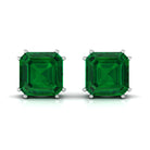 12 CT Asscher Cut Created Emerald Solitaire Earrings for Women Lab Created Emerald - ( AAAA ) - Quality - Rosec Jewels