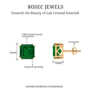 12 CT Asscher Cut Created Emerald Solitaire Earrings for Women Lab Created Emerald - ( AAAA ) - Quality - Rosec Jewels