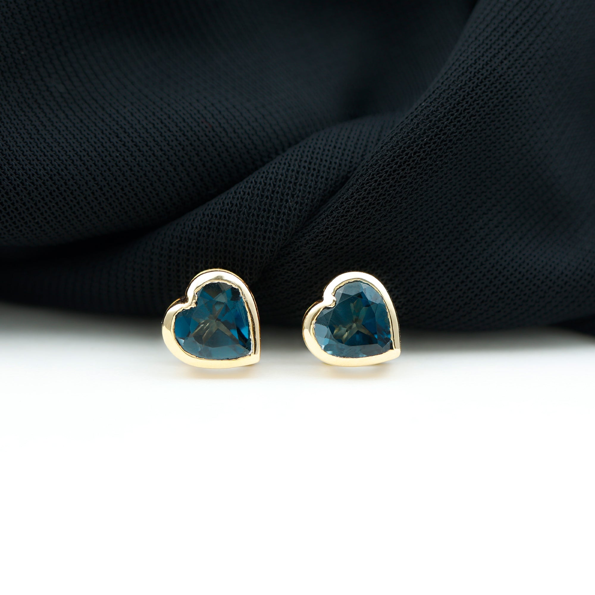 3 CT London Blue Topaz Heart Shape Stud Earrings for Women London Blue Topaz - ( AAA ) - Quality - Rosec Jewels