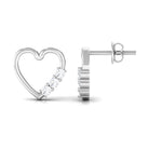 Three Stone Diamond Gold Heart Stud Earring for Women Diamond - ( HI-SI ) - Color and Clarity - Rosec Jewels