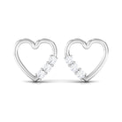 Three Stone Diamond Gold Heart Stud Earring for Women Diamond - ( HI-SI ) - Color and Clarity - Rosec Jewels