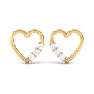 Three Stone Diamond Gold Heart Stud Earring for Women Diamond - ( HI-SI ) - Color and Clarity - Rosec Jewels