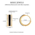 0.50 CT Certified Moissanite Black Enamel Hoop Earrings Moissanite - ( D-VS1 ) - Color and Clarity - Rosec Jewels