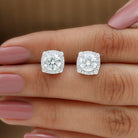 3.50 CT Moissanite Classic Halo Stud Earrings Moissanite - ( D-VS1 ) - Color and Clarity - Rosec Jewels