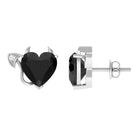 Heart Shape Lab Grown Black Diamond Gothic Stud Earrings with Diamond Lab Created Black Diamond - ( AAAA ) - Quality - Rosec Jewels