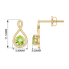 4 MM Peridot Solitaire Gold Infinity Stud Earring Peridot - ( AAA ) - Quality - Rosec Jewels