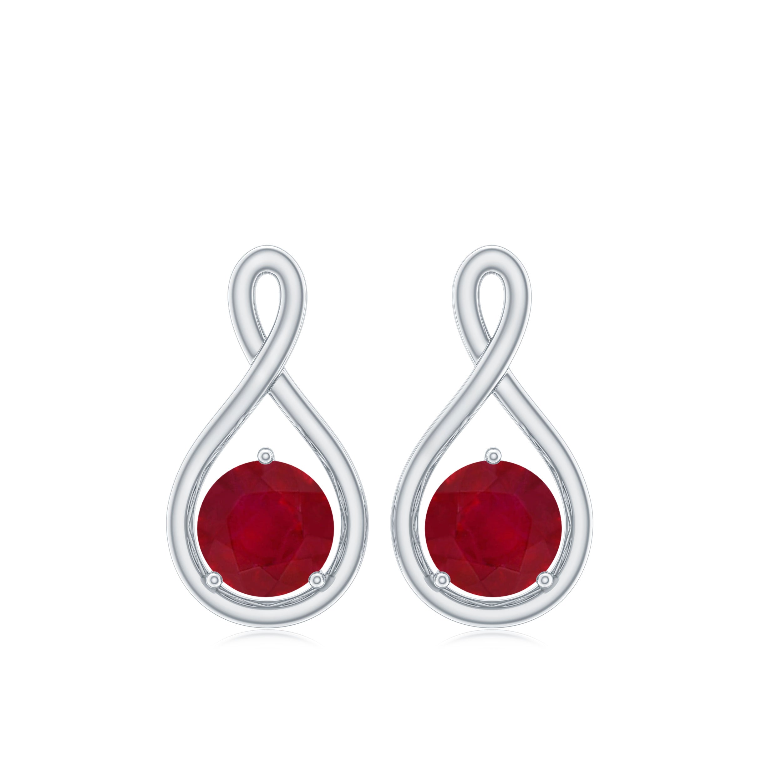 1/2 CT Round Cut Ruby Solitaire Infinity Stud Earrings Ruby - ( AAA ) - Quality - Rosec Jewels