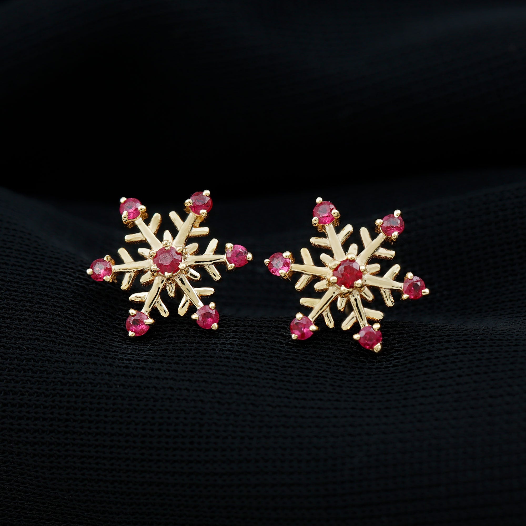 1/4 CT Ruby Snowflake Stud Earrings Ruby - ( AAA ) - Quality - Rosec Jewels