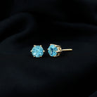 Claw Set Round Aquamarine Solitaire Stud Earrings Aquamarine - ( AAA ) - Quality - Rosec Jewels