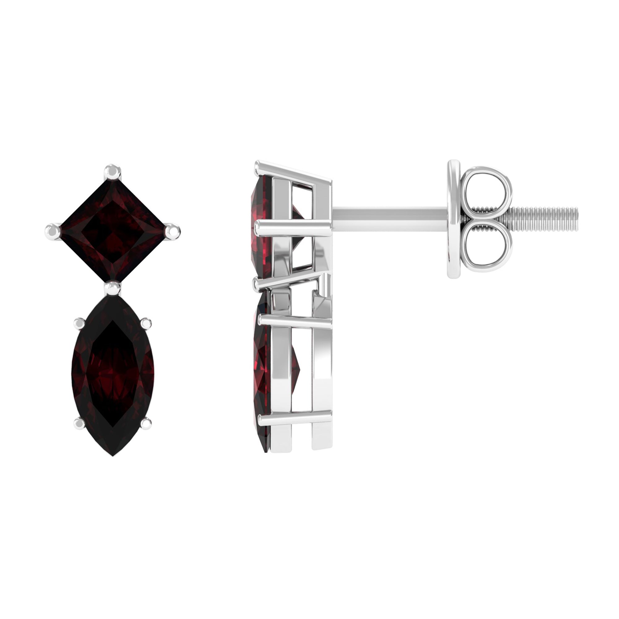 1 CT Garnet Simple Stud Earrings Garnet - ( AAA ) - Quality - Rosec Jewels