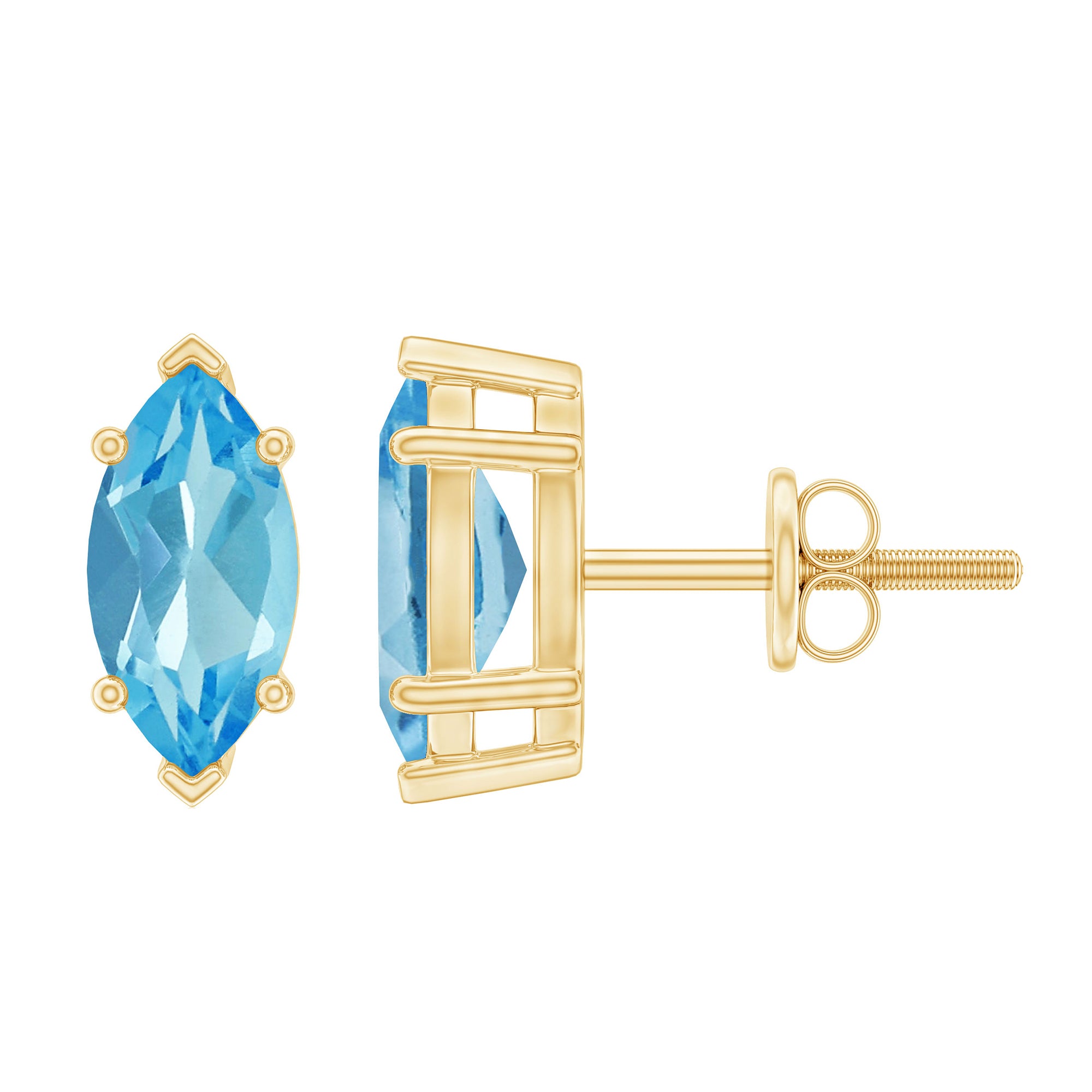 Marquise Cut Swiss Blue Topaz Solitaire Stud Earrings Swiss Blue Topaz - ( AAA ) - Quality - Rosec Jewels