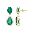 4.25 CT Created Emerald and Diamond Dangle Drop Earrings with Screw Back Lab Created Emerald - ( AAAA ) - Quality - Rosec Jewels