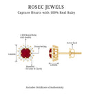 Classic Ruby Stud Earrings with Diamond Accent Ruby - ( AAA ) - Quality - Rosec Jewels