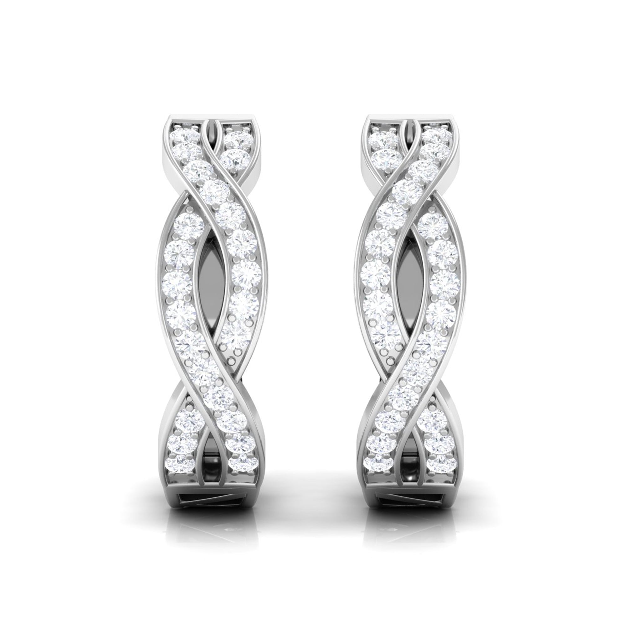 Round Diamond Infinity Hinged Hoop Earrings Diamond - ( HI-SI ) - Color and Clarity - Rosec Jewels