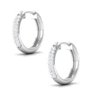 Pave Set Natural Diamond Minimal Hinged Hoop Earrings Diamond - ( HI-SI ) - Color and Clarity - Rosec Jewels