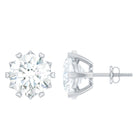 Round Moissanite Solitaire Stud Earrings in Decorative Setting Moissanite - ( D-VS1 ) - Color and Clarity - Rosec Jewels