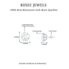 Round Moissanite Solitaire Stud Earrings in Decorative Setting Moissanite - ( D-VS1 ) - Color and Clarity - Rosec Jewels