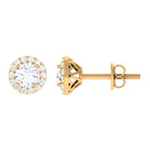 3/4 CT Round Moissanite Elegant Halo Stud Earrings in Gold Moissanite - ( D-VS1 ) - Color and Clarity - Rosec Jewels