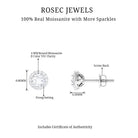 3/4 CT Round Moissanite Elegant Halo Stud Earrings in Gold Moissanite - ( D-VS1 ) - Color and Clarity - Rosec Jewels