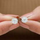 1.25 CT Sunburst Stud Earrings with Moissanite Moissanite - ( D-VS1 ) - Color and Clarity - Rosec Jewels