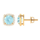 Sky Blue Topaz and Diamond Halo Stud Earrings Sky Blue Topaz - ( AAA ) - Quality - Rosec Jewels