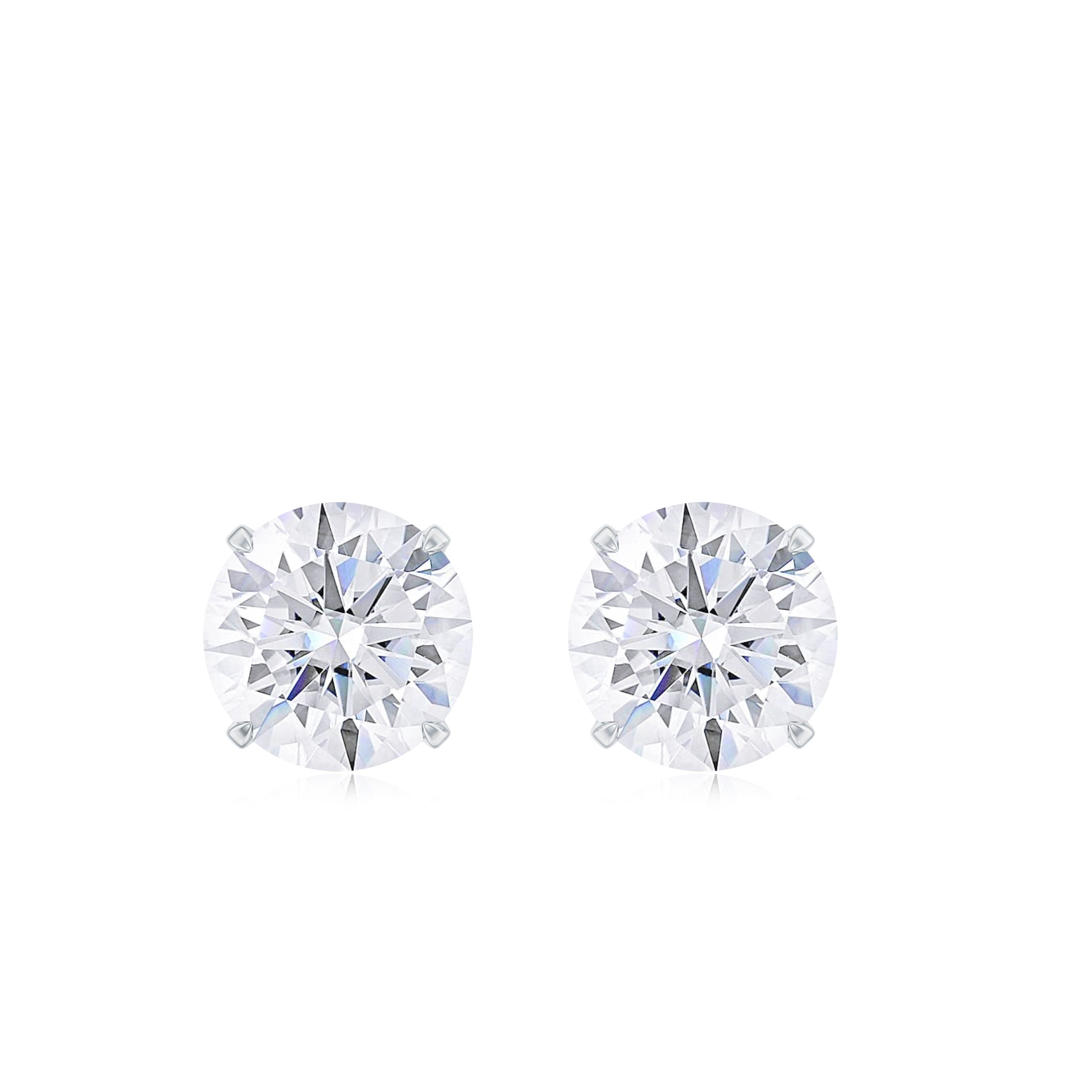 1 CT Round Shape Moissanite Solitaire Stud Earrings with Screw Back Moissanite - ( D-VS1 ) - Color and Clarity - Rosec Jewels