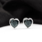 2.5 CT Bezel Set Heart Cut Black Onyx Solitaire Stud Earring in Silver Black Onyx - ( AAA ) - Quality 92.5 Sterling Silver - Rosec Jewels