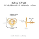 Diamond Heart Stud Earrings with Gold Baby Feet Diamond - ( HI-SI ) - Color and Clarity - Rosec Jewels