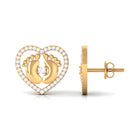 Diamond Heart Stud Earrings with Gold Baby Feet Diamond - ( HI-SI ) - Color and Clarity - Rosec Jewels