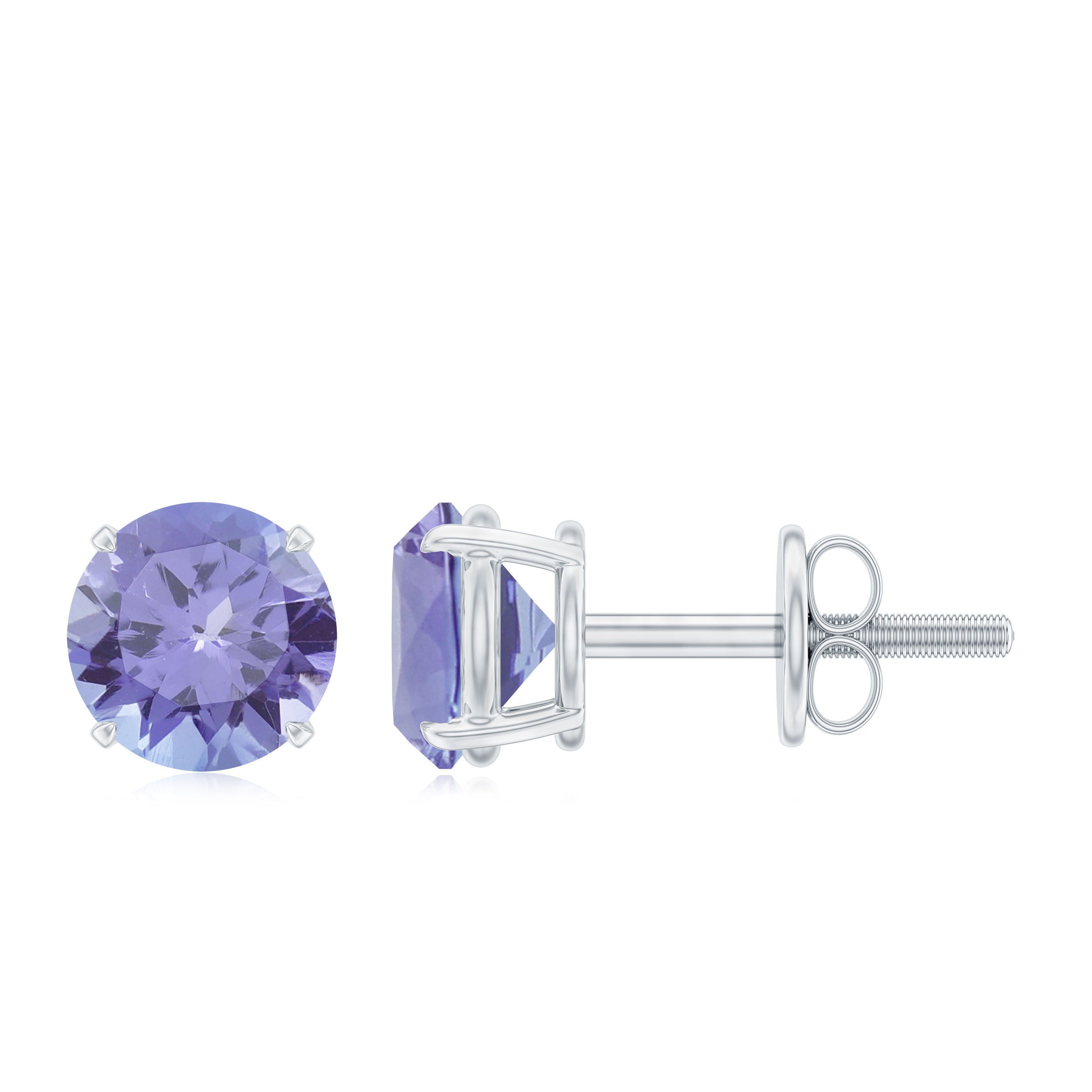 1 CT Round Cut Tanzanite Solitaire Stud Earrings in Gold Tanzanite - ( AAA ) - Quality - Rosec Jewels