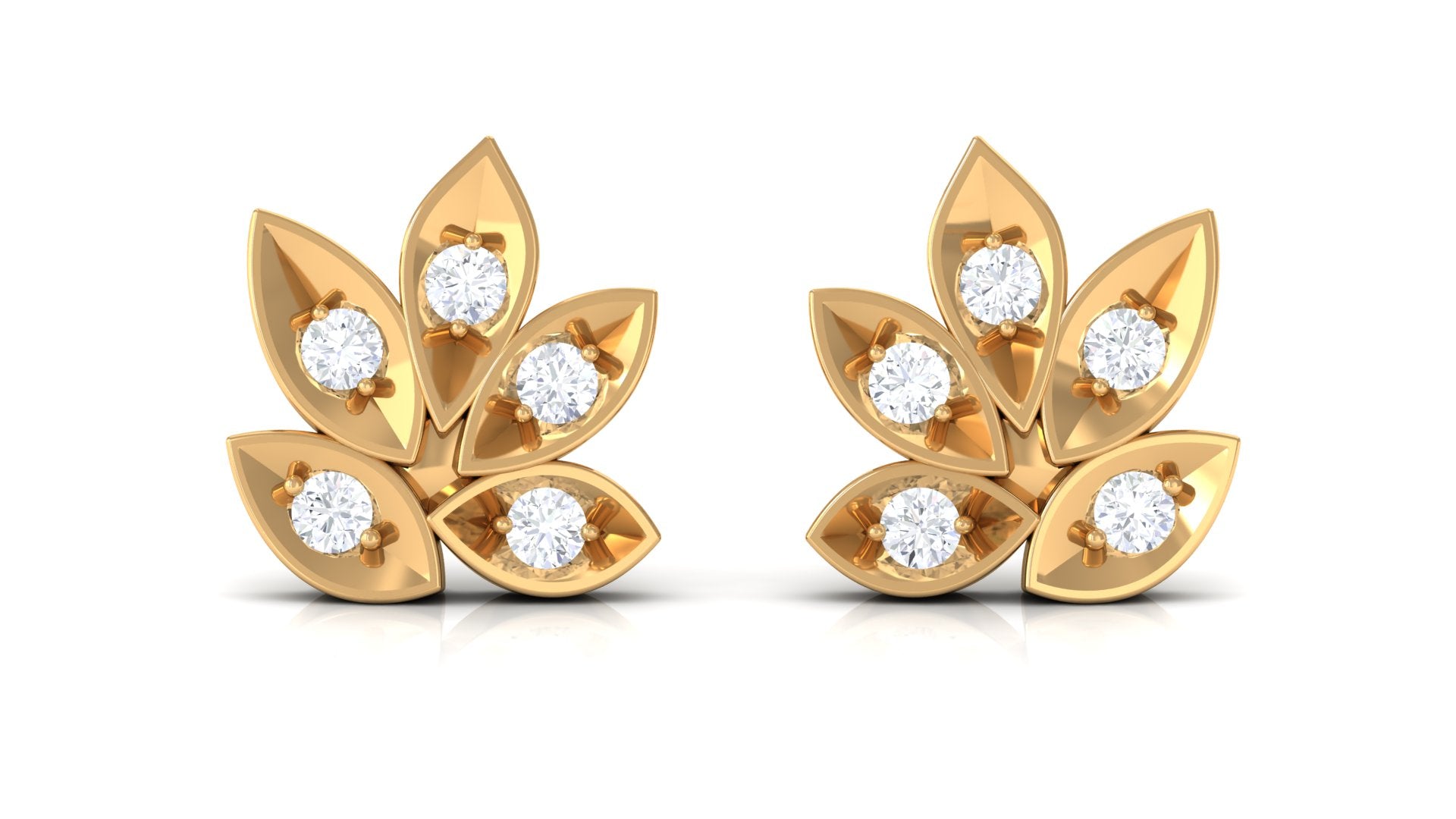 Rosec Jewels-Certified Real Diamond Leaf Stud Earrings