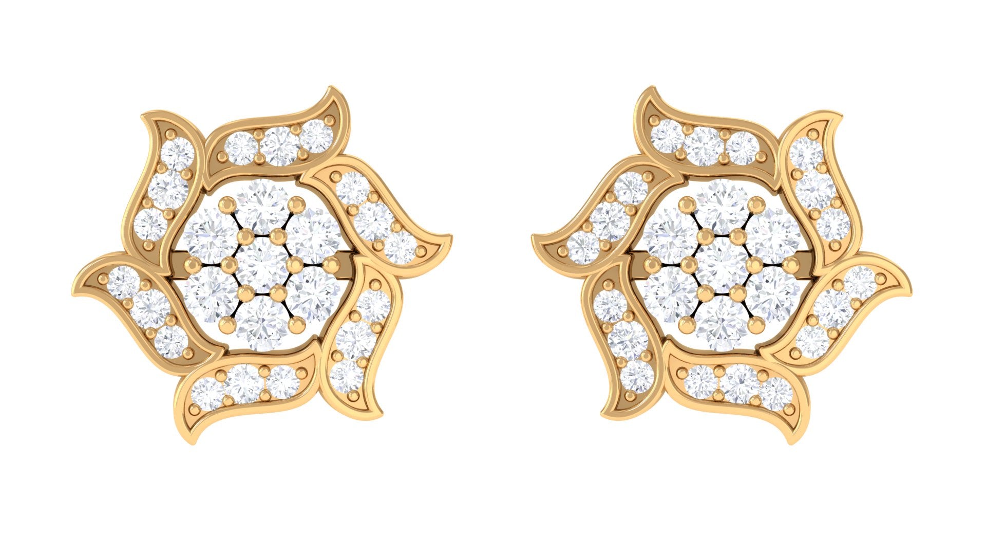 Rosec Jewels-Nature Inspired Diamond Flower Stud Earrings